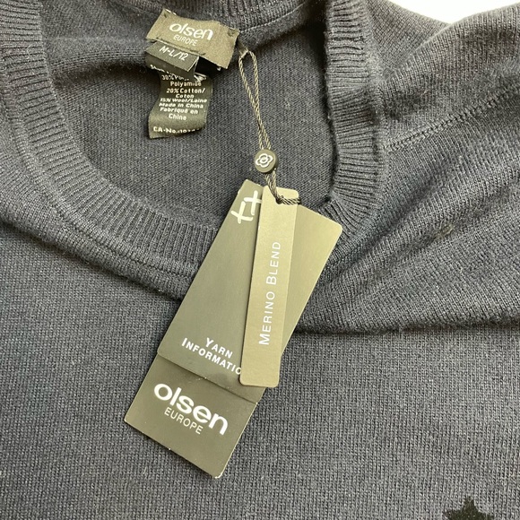 Sigrid Olsen Merino wool sweater lightweight star pattern navy - Picture 7 of 11